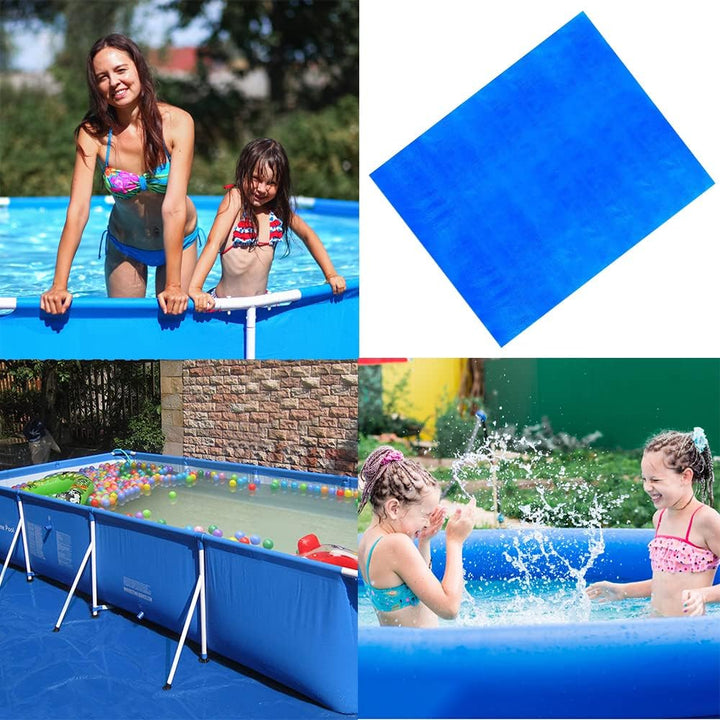 Ruolin Pool Bodenplane Blau, Wasserdichtes Poolunterlage Rechteckig Faltbares Bodenschutzmatte Schwi