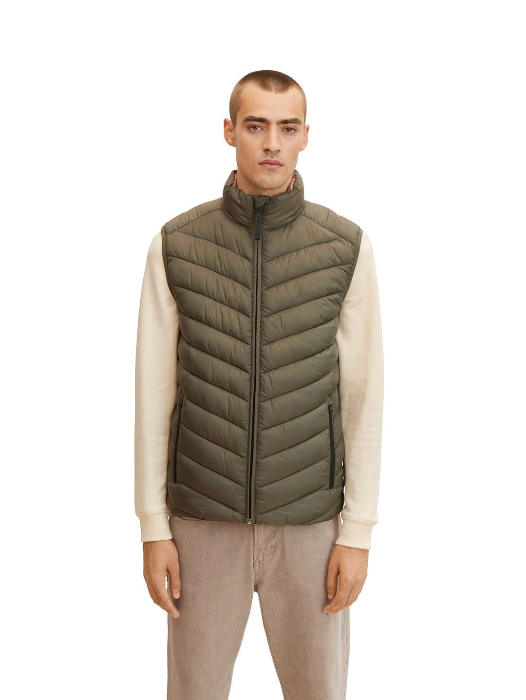 TOM TAILOR Herren Lightweight Steppweste S 10415 - Dusty Olive Green, S 10415 - Dusty Olive Green