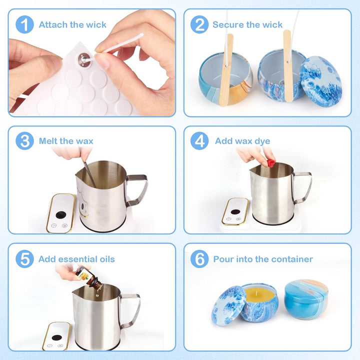 Kerzen Selber Machen Set,234 Pcs DIY Kerzenherstellung Kit,Duftkerze Geschenke Set mit 9 Dosen,500g