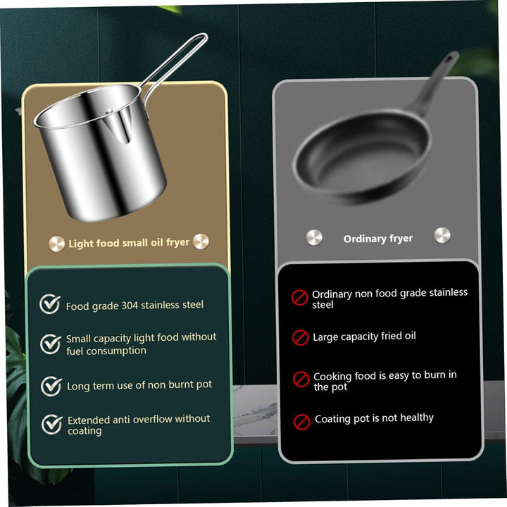 Mini Fryer Frittyer Edelstahl Fritteuchsen Topf mit Anti Scenen Griff Fritteuchsenpfanne mit Korb Mi