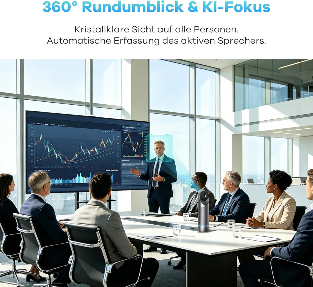 KanDao Meeting Pro 2 4K 360° KI Videokonferenzkamera All-in-One Webcam mit Mikrofon und Lautsprecher