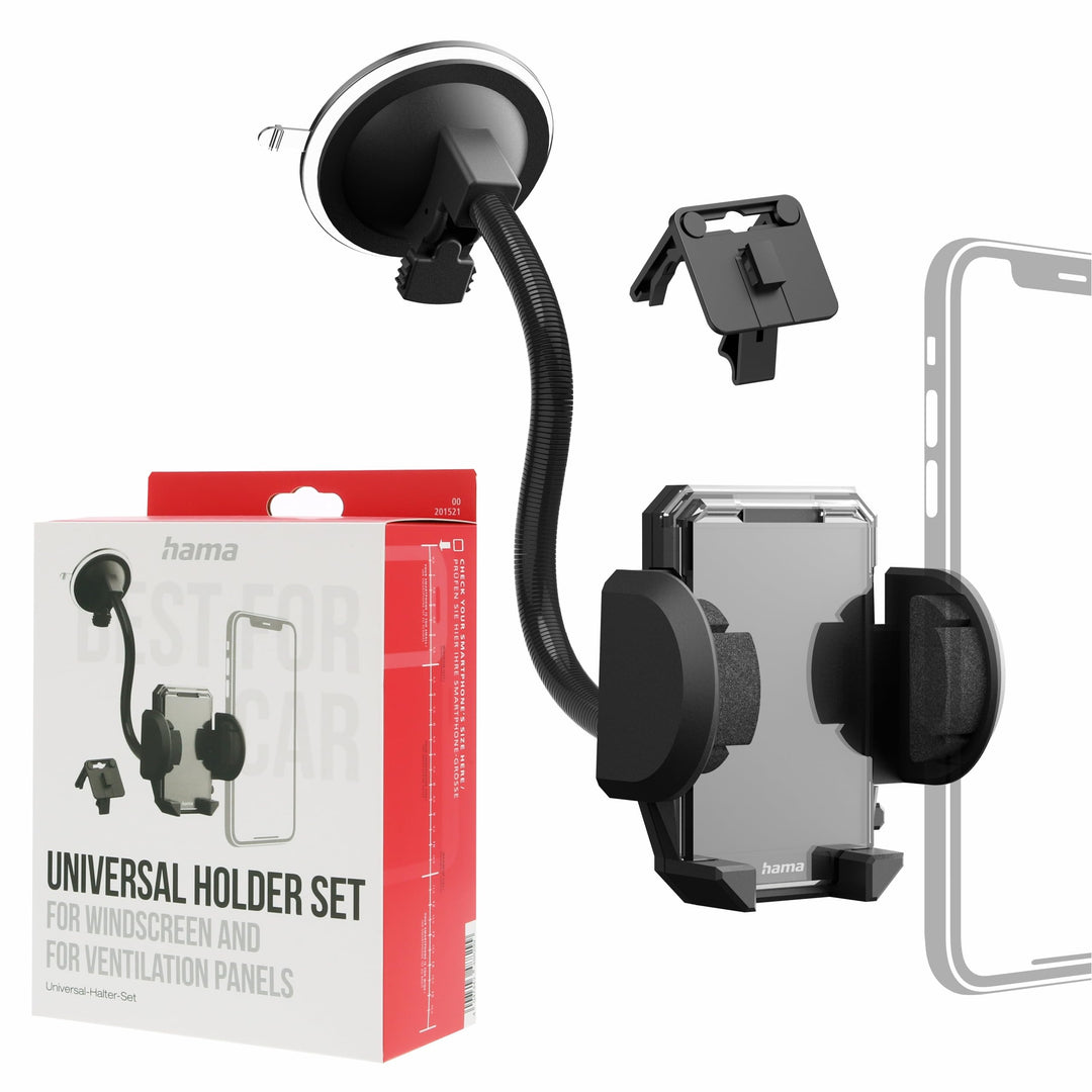 Hama Handyhalterung Auto, für Lüftung und Scheibe, universal bis 11cm Breite (Hochformat, Querformat