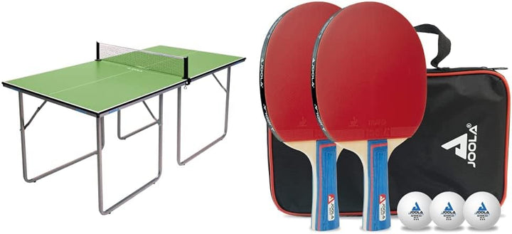 Joola Unisex – Erwachsene Midsize Tischtennisplatte 19115, grün, 168x84x76 Bundle mit Tischtennis-Se