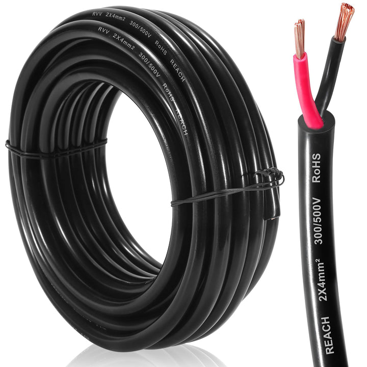 2 Adriges Anhängerkabel KFZ Kabel 20M, Fahrzeugkabel 2 adrig mit Kabelquerschnitt 2x4 mm²,Rundkabel