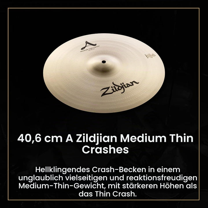 Zildjian A Series Cymbal Set - 14" New Beat Hi-Hat, 16" Medium Thin Crash, 21" Sweet Ride and 18" Me