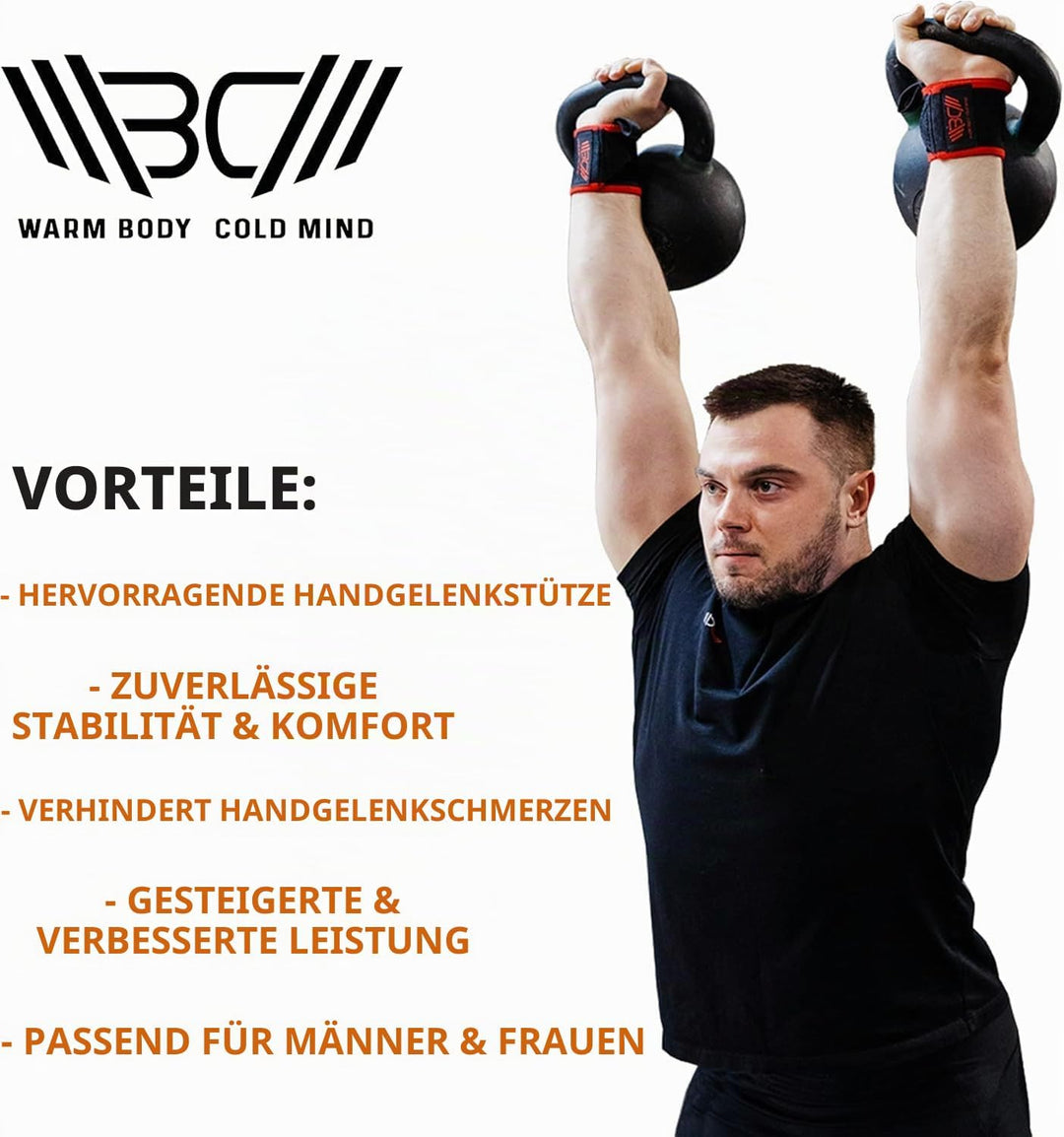 WARM BODY COLD MIND Wrist Wraps für Olympisches Gewichtheben, Handgelenkstütze für Fitness Weightlif