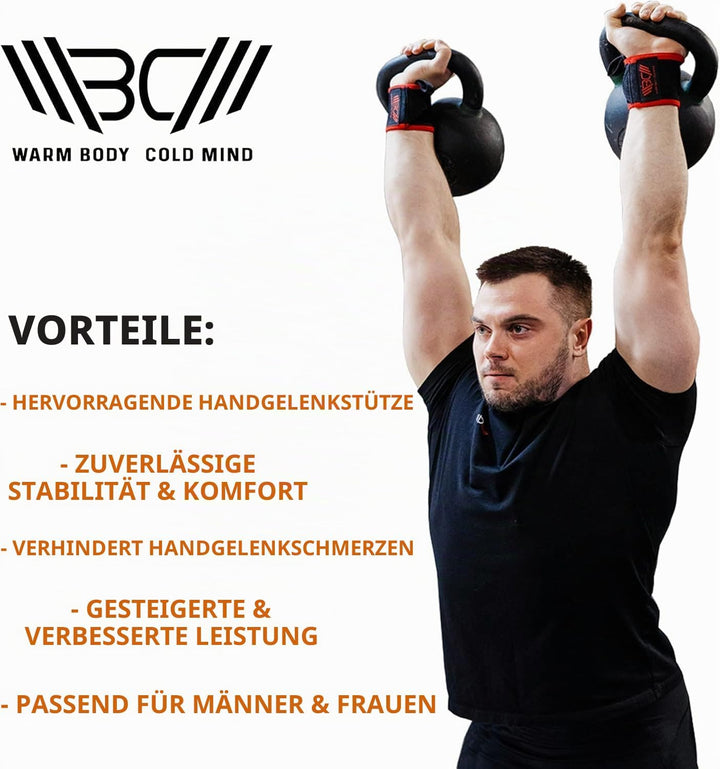 WARM BODY COLD MIND Wrist Wraps für Olympisches Gewichtheben, Handgelenkstütze für Fitness Weightlif