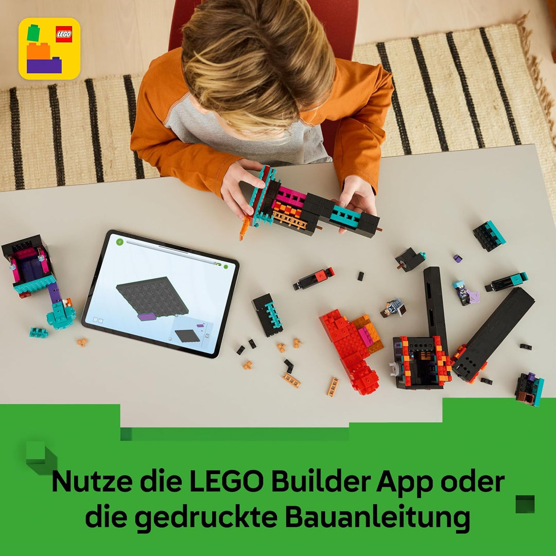 LEGO Minecraft 2in1 Der Enderman-Turm - Modulares Gaming Spielzeug - Lässt Sich in 2 Festungen umbau