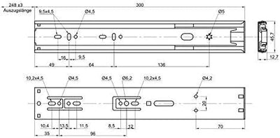 Junker 2 Paar Vollauszüge KV1-45-H45-L300-SC 300 mm mit Selbsteinzug u. Dämpfung (SoftClose) Schubla