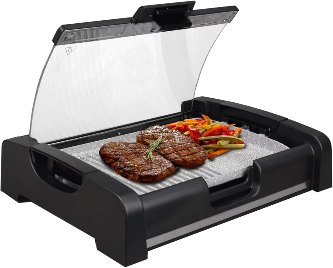 Syntrox Tischgrill Strivasa mit Keramik Grillplatte, Elektrogrill 2200 Watt, Kontaktgrill, elektrisc