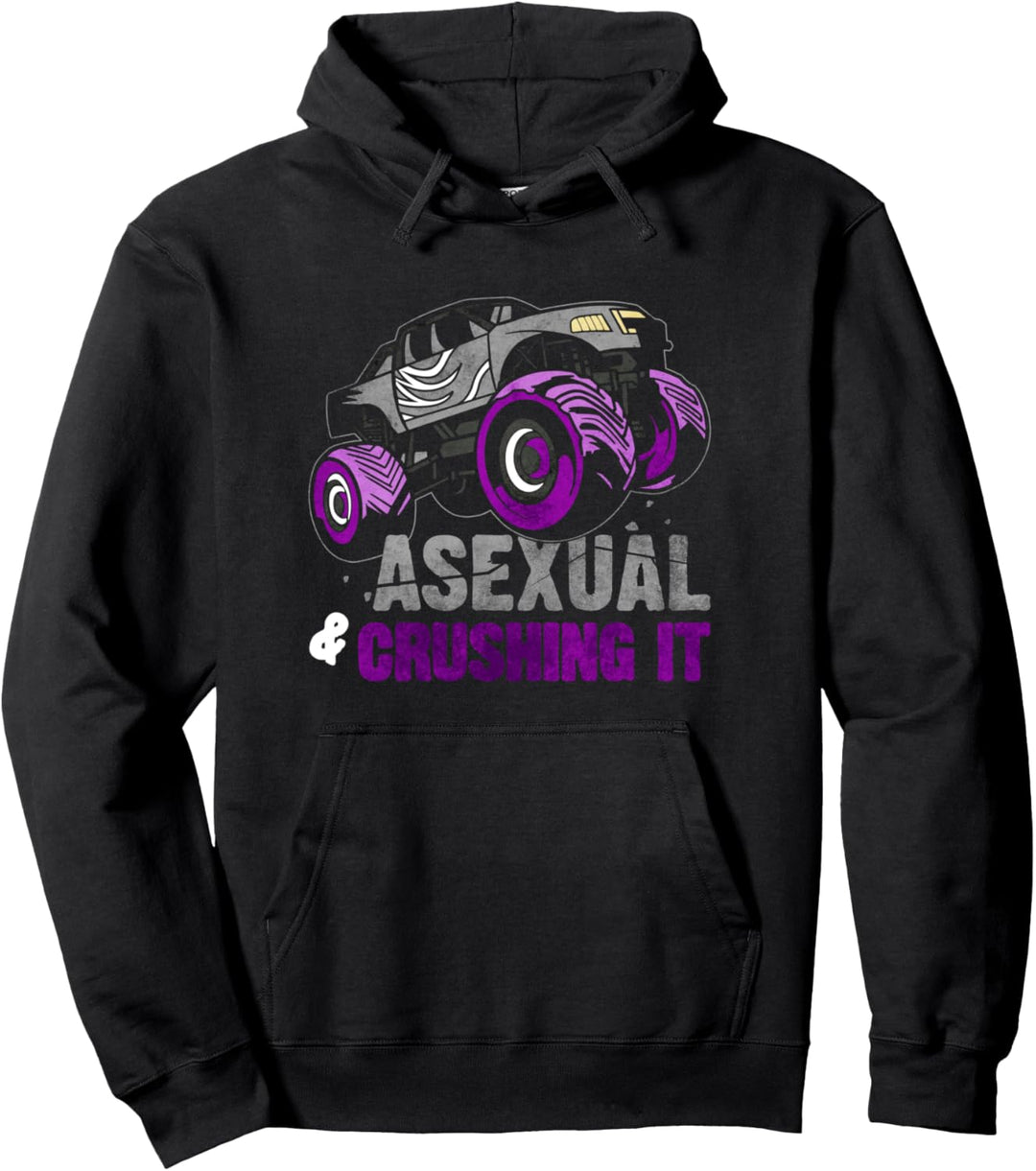 Asexual Pride Monstertruck Asexual & Crushing It Pullover Hoodie