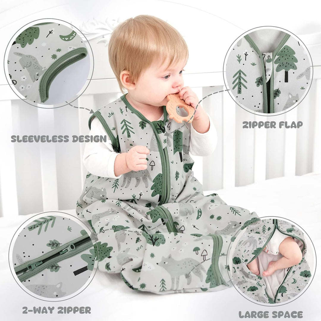 Yoofoss Schlafsack Baby Sommer 0.5 Tog - 3er Pack 78cm/6-12 Monate 100% Baumwolle Sommerschlafsack B