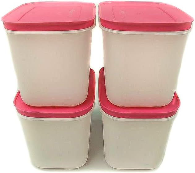 TUPPERWARE Gefrier-Behälter 1,1L weiss-pink (4) Behälter Eis-Kristall Eiskristall