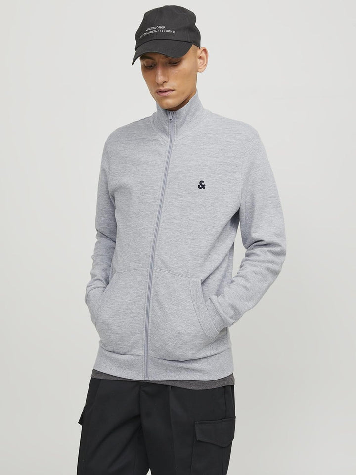 JACK & JONES Male Sweatshirt mit Reissverschluss Logo Sweatshirt mit Reissverschluss, Light Grey Mel