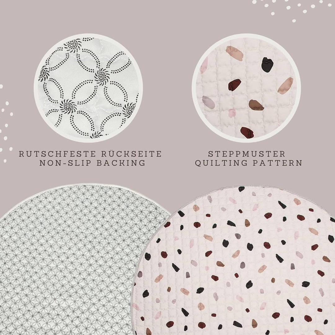 Hakuna Matte Gesteppte Krabbeldecke für Baby 150cm – Extra Dicke 1,5cm und Weiche Krabbelmatte in Sc