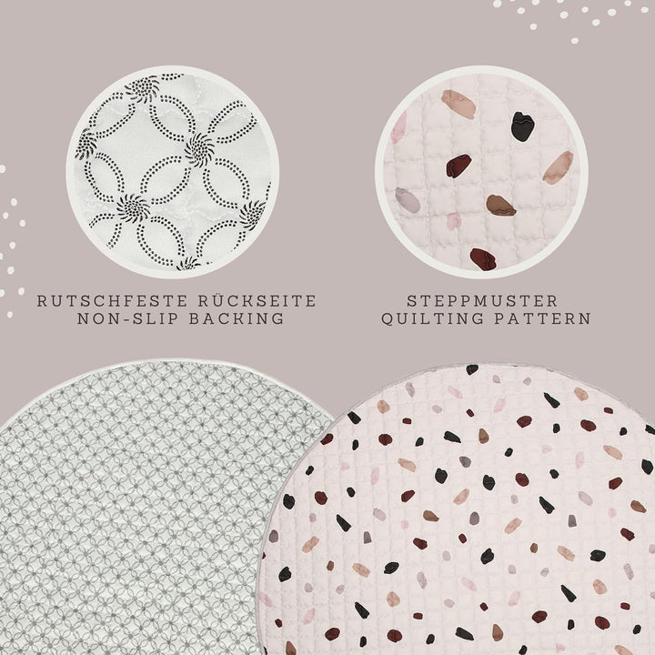 Hakuna Matte Gesteppte Krabbeldecke für Baby 150cm – Extra Dicke 1,5cm und Weiche Krabbelmatte in Sc