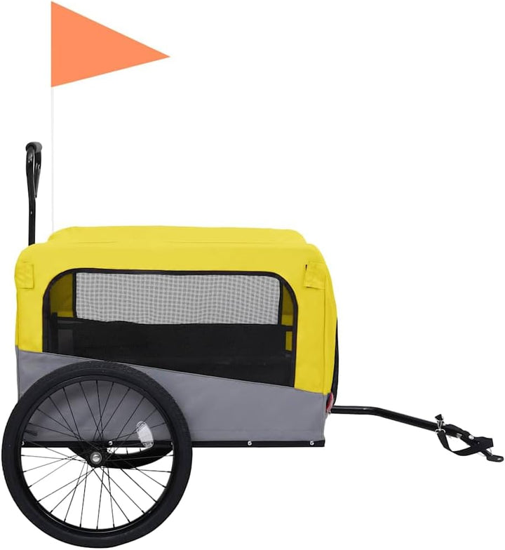 vidaXL 2-in-1 Fahrradanhänger Hunde Buggy Hundefahrradanhänger Hundetransporter Gelb und Grau, Gelb