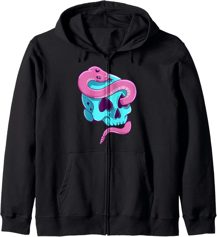Schädel und Schlangen Pastell Goth Geschenk Kapuzenjacke