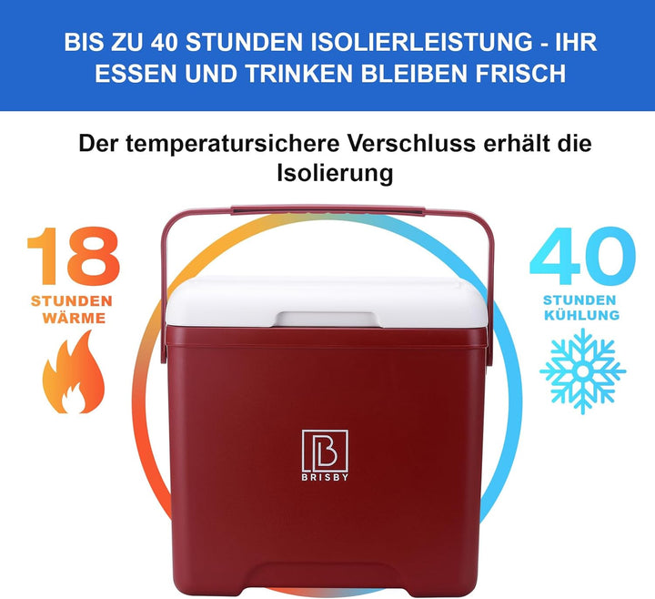 Brisby Kühlbox 13 Liter - Schwarz - 18 Stunden warm - 40 Stunden kühl - Inklusive 4 grosse Kühleleme