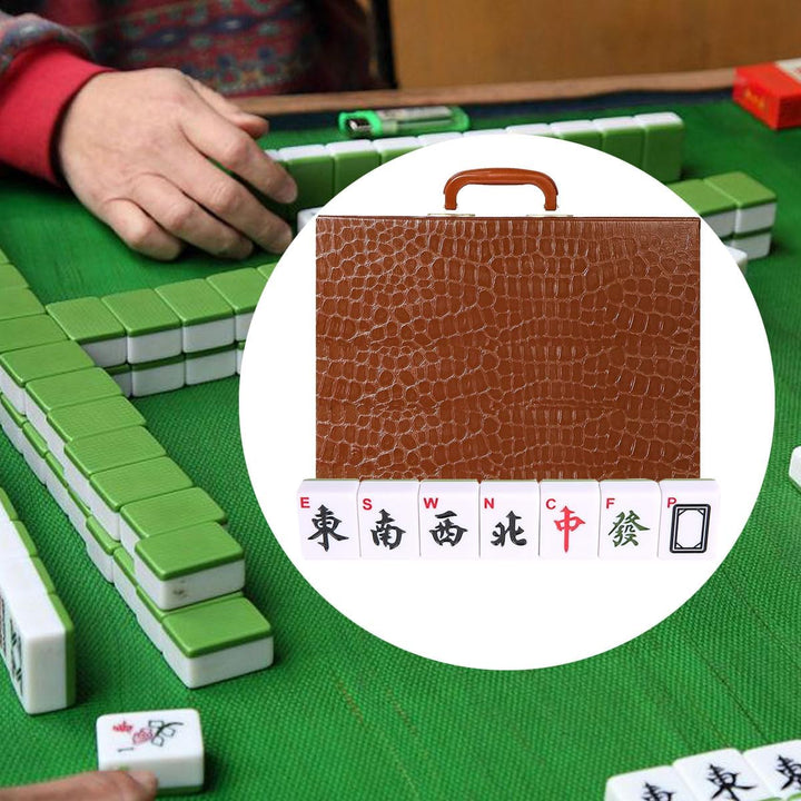 LANYOTA Mahjong-Set Grosses Elfenbeinfarbe Ziegeln Mit Arabische Ziffern Fliesen Chinesisches Mahjon
