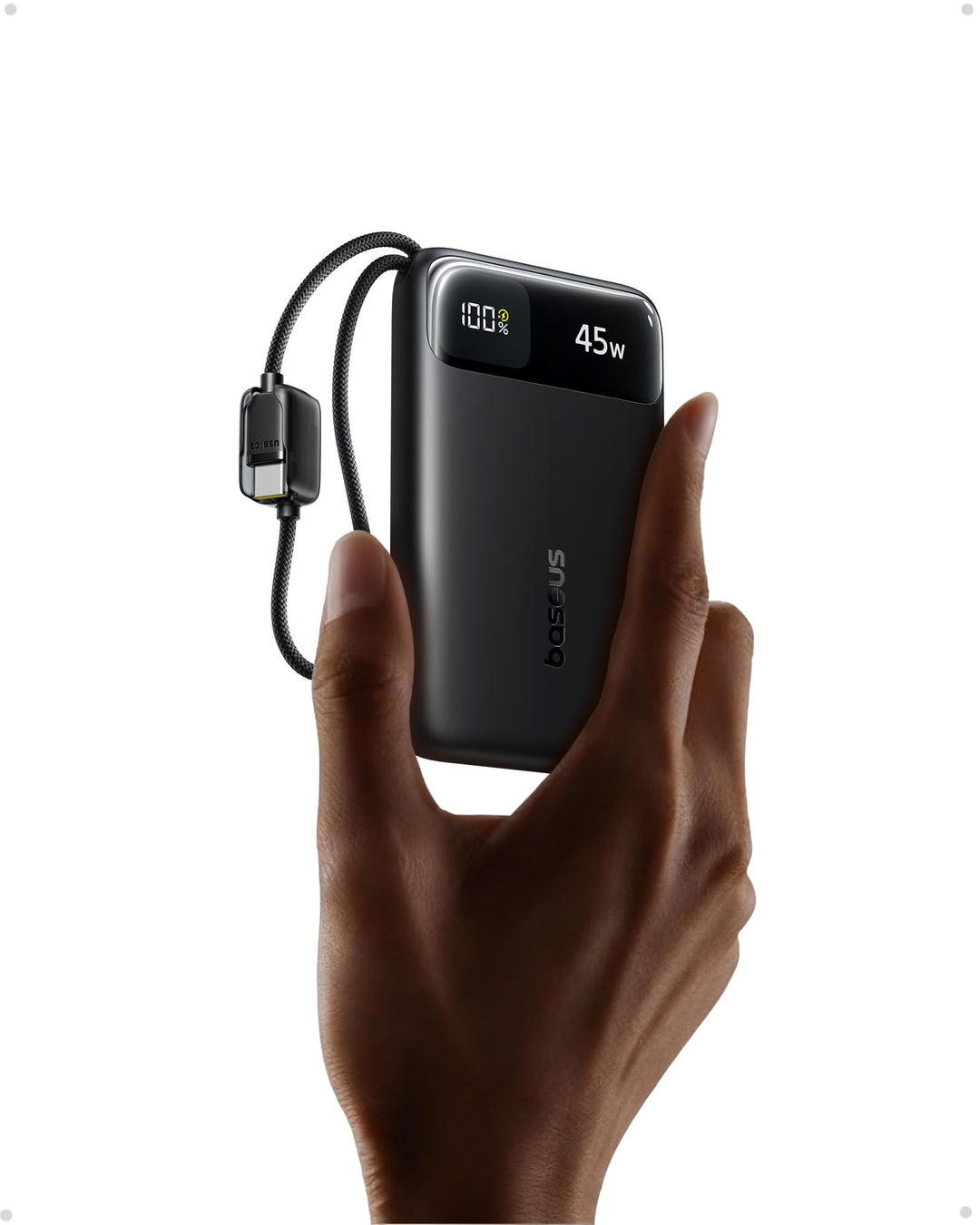 Baseus FC11 Powerbank 45W 10000mAh mit 2 Integriertem USB-C Kabel, Power Bank Klein CCC Zertifizieru