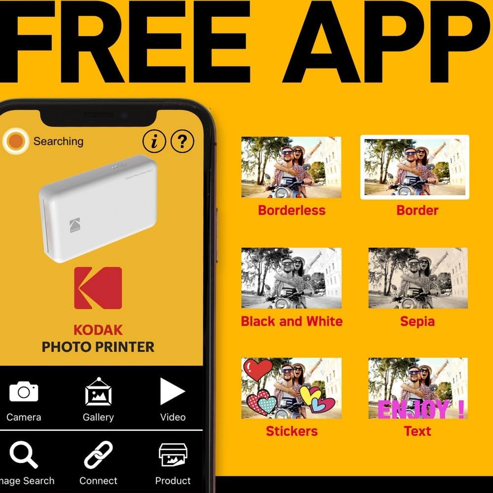 Kodak Mini 2 HD Wireless Mobile Instant Fotodrucker w / 4 Pass patentierte Drucktechnologie (Weiss)