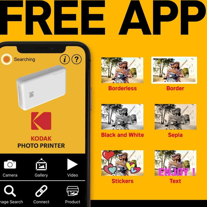 Kodak Mini 2 HD Wireless Mobile Instant Fotodrucker w / 4 Pass patentierte Drucktechnologie (Weiss)