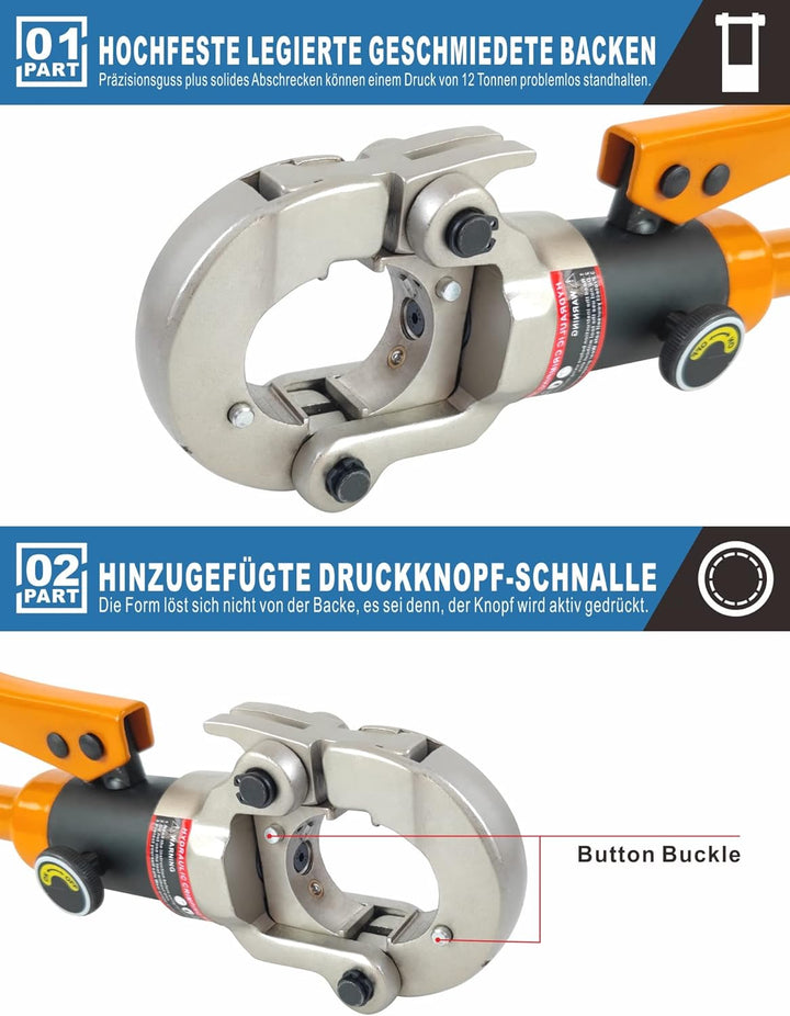 AMZCNC Profi Presszange M-Kontur 12-15-18-22-28 Set Presswerkzeug mit 360° drehbarem Kopf,für Kupfer