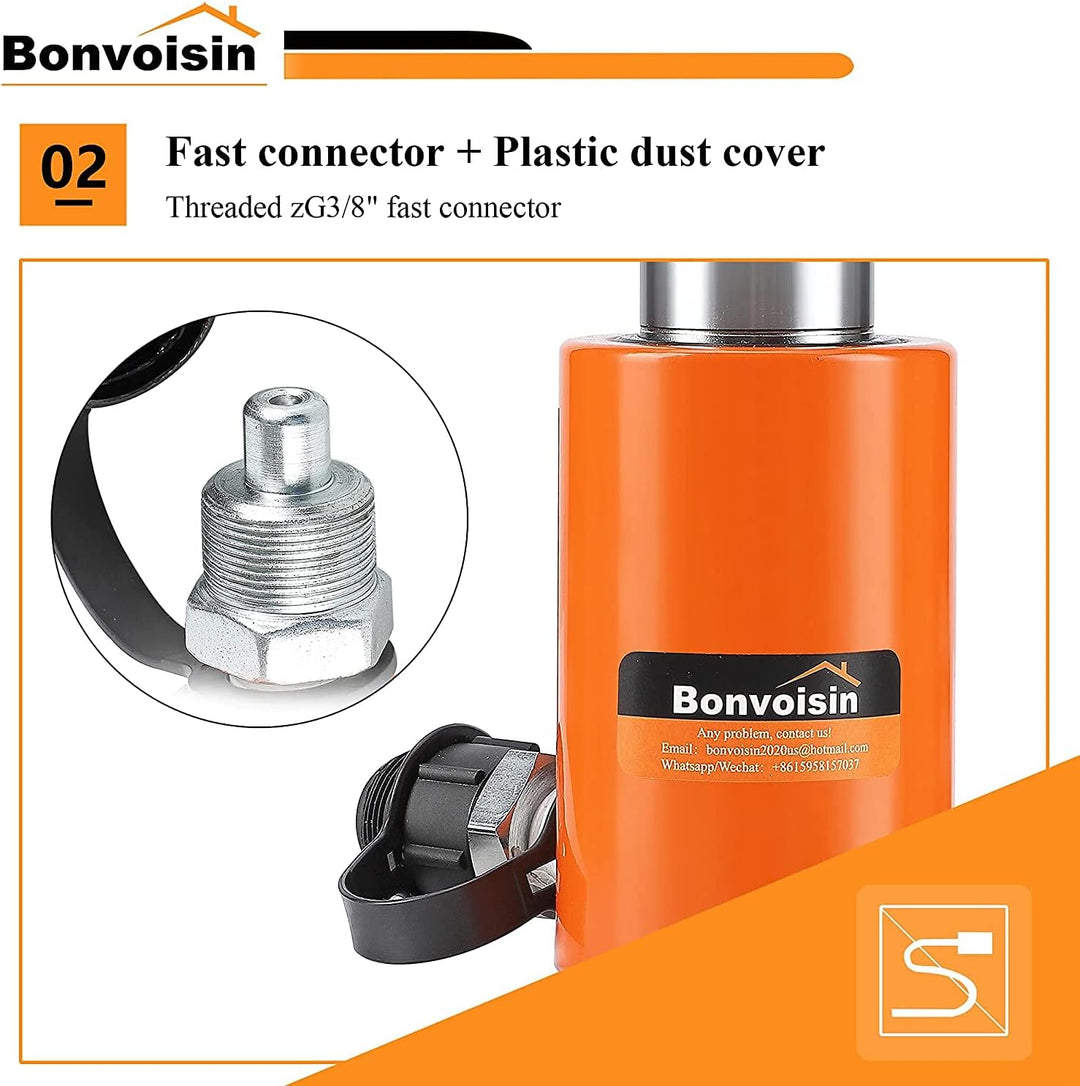 Bonvoisin 10T Hydraulikzylinder mit CP-180 Hydraulikpumpe, Gesamthub 50mm, Ultradünner Tragbarer Ind