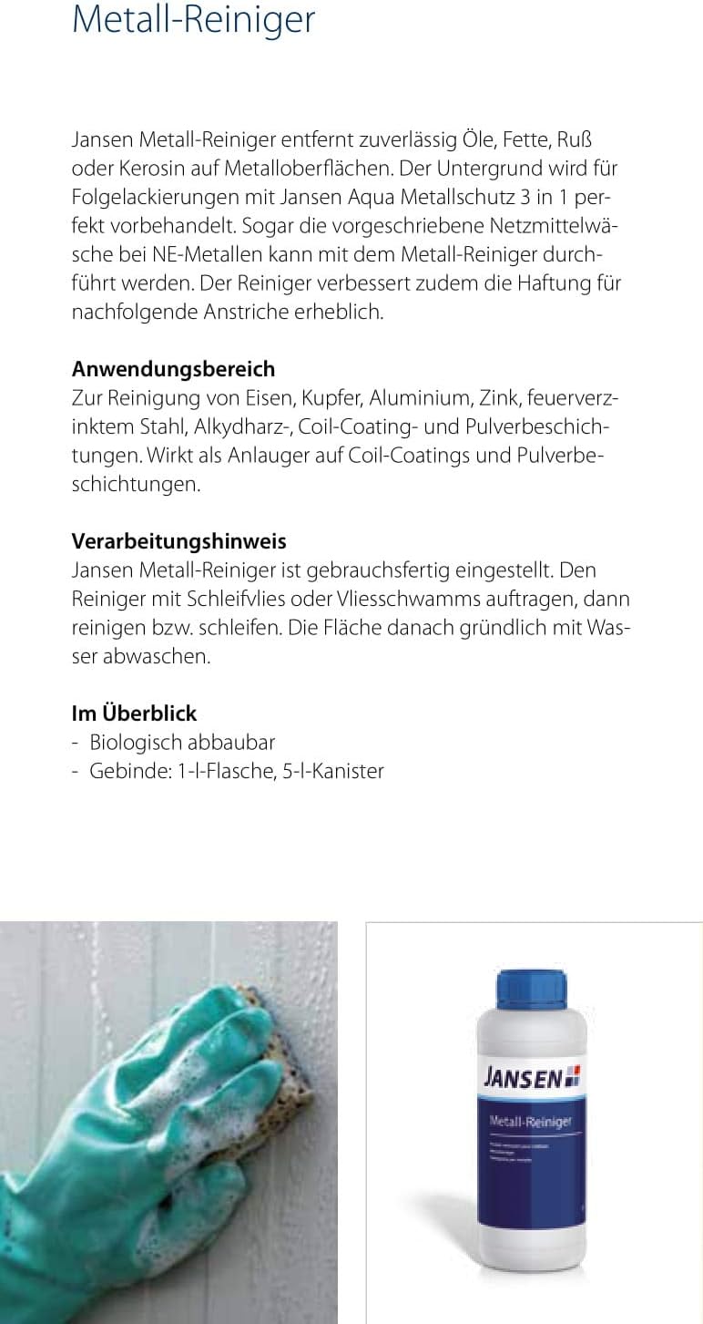 Jansen Aqua Metallschutz 3in1 (RAL 9006) 0,75l 0,75 Liter Ral 9006 - Weissaluminium, 0,75 Liter Ral