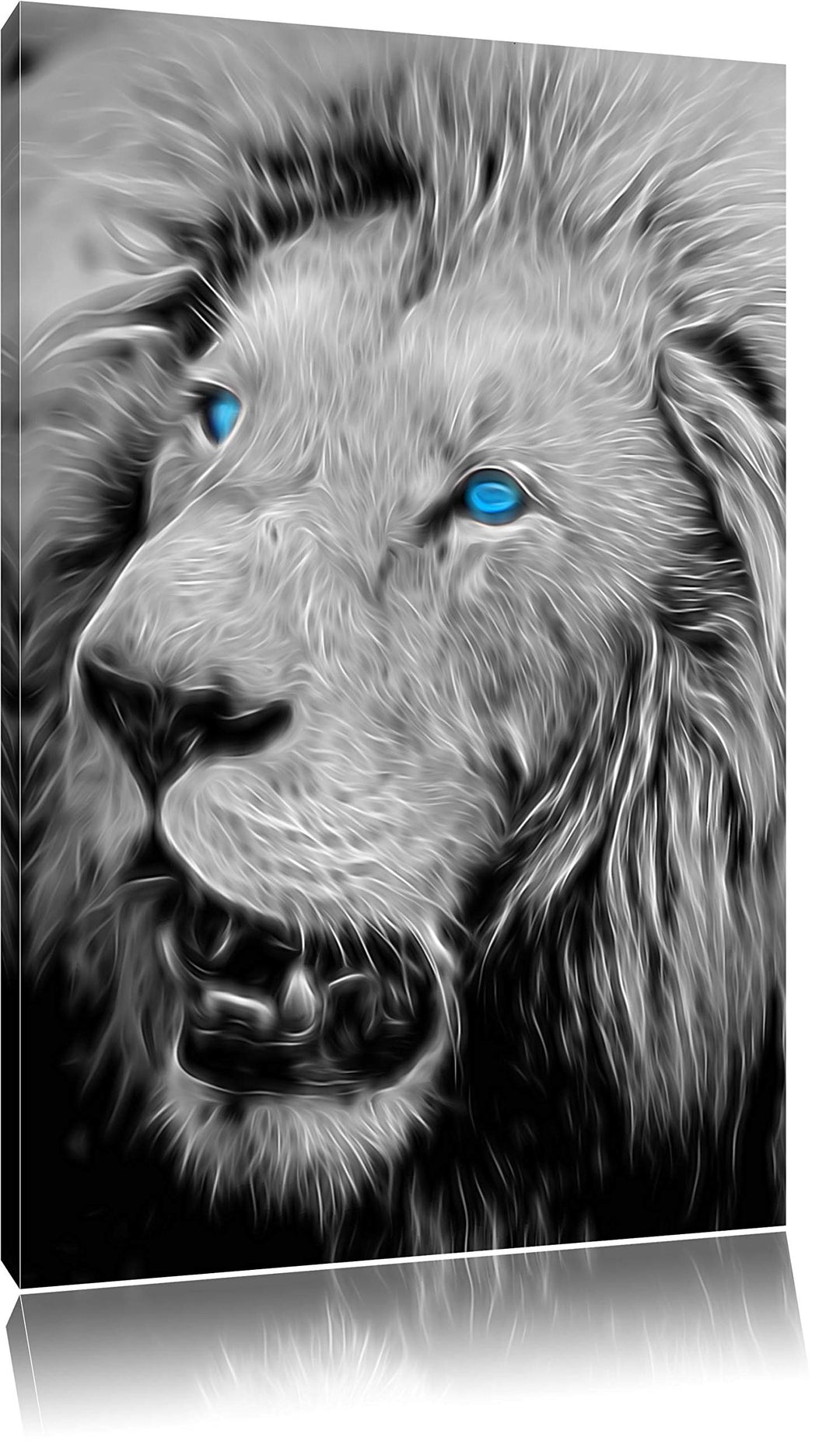 prächtiger weisser Löwe schwarz/weiss Deluxe Format: 100x70 cm auf Leinwand, XXL riesige Bilder fert