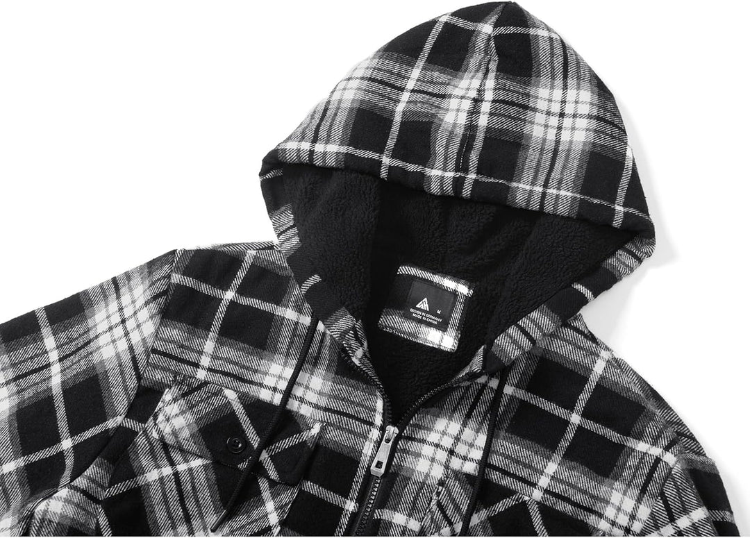 JACKETOWN Hemdjacke Herren Kariertes Winterjacke Thermohemd Fleece Gefüttert Freizeit Jacke mit Kapu