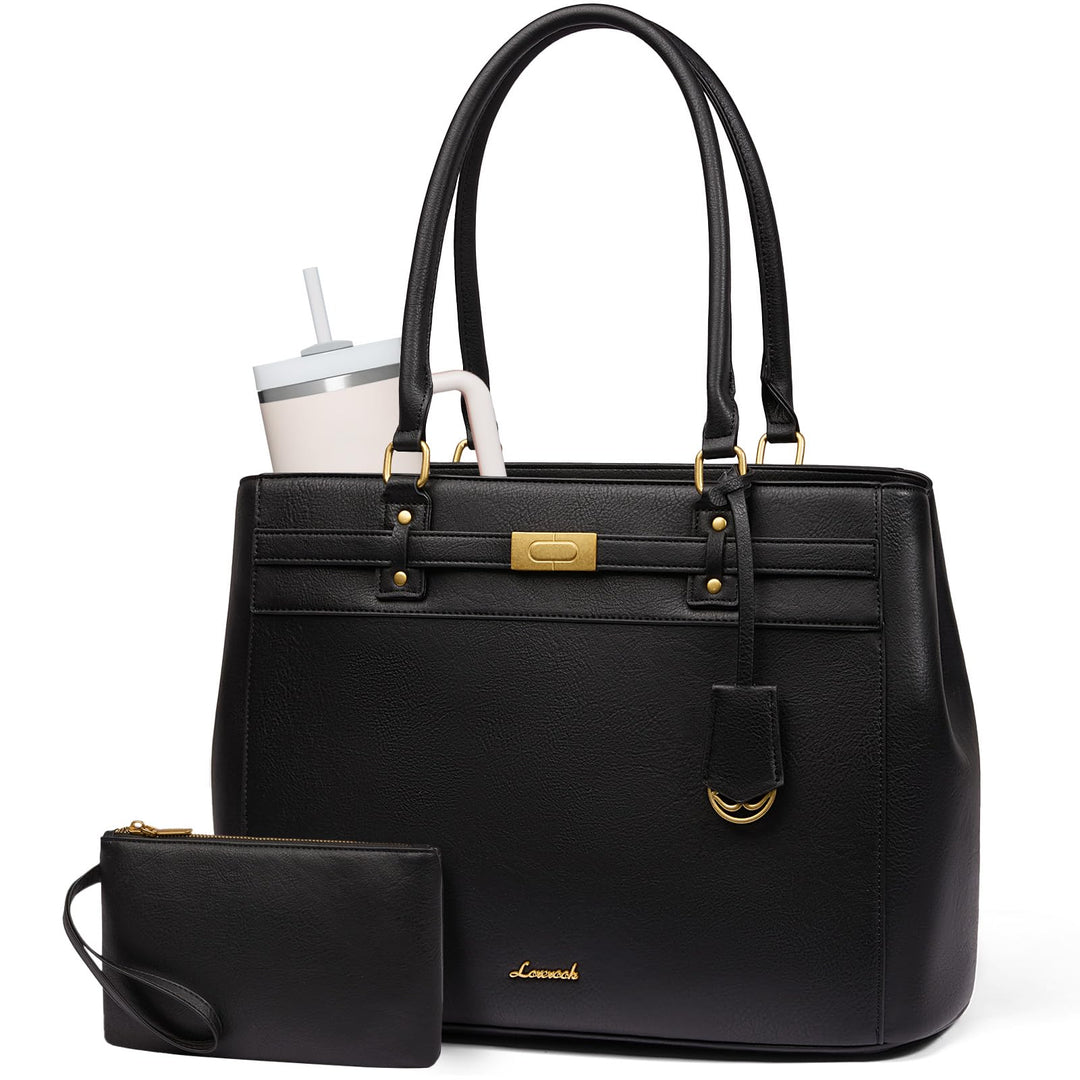 LOVEVOOK Handtasche Damen Gross, 15,6 Zoll Elegant Laptoptasche Arbeitstasche, PU Leder Business Sho