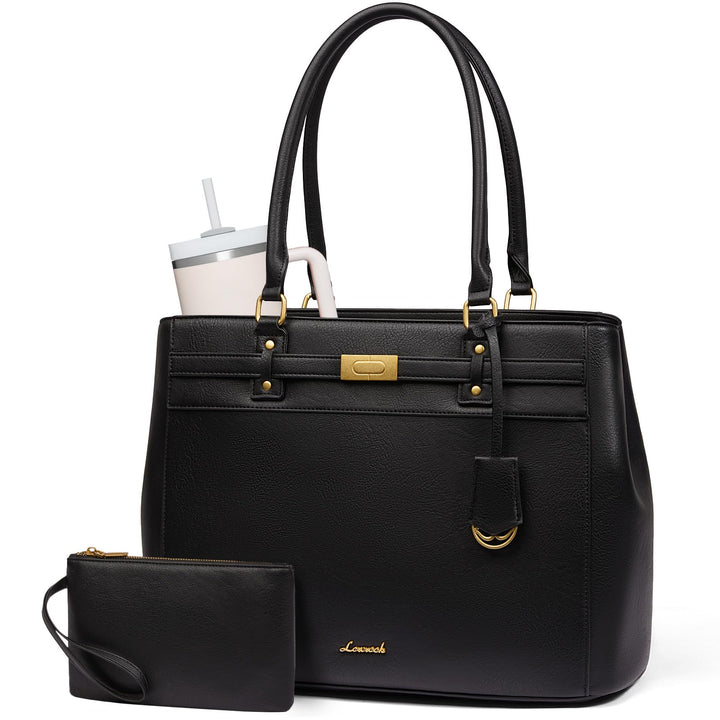 LOVEVOOK Handtasche Damen Gross, 15,6 Zoll Elegant Laptoptasche Arbeitstasche, PU Leder Business Sho