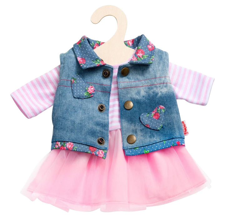 Heless 2550 - Bekleidungs-Set für Puppen, 2 teilig mit Tüllkleid und Jeansweste, Grösse 35 - 45 cm T