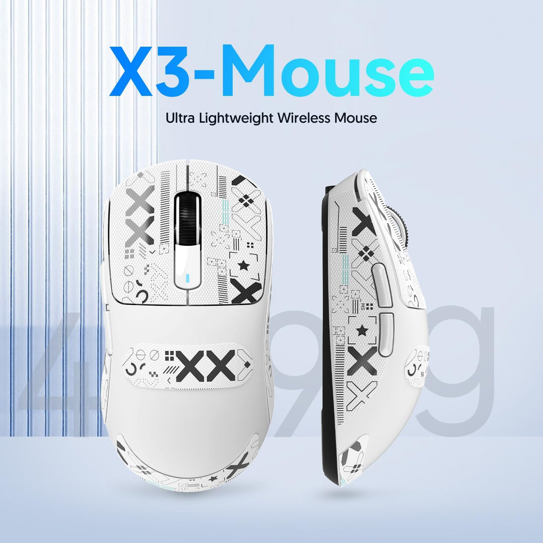 ATTACK SHARK X3 49g Superlight Maus mit Klebeband, PixArt PAW3395 Gaming-Sensor, BT/2,4G Kabellose/K