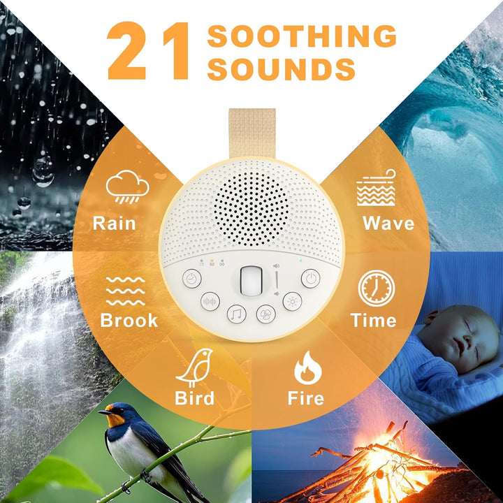 SURFOU White Noise Machine Baby, Portable Einschlafhilfe Babys Erwachsene mit Nachtlicht, Sound Mach