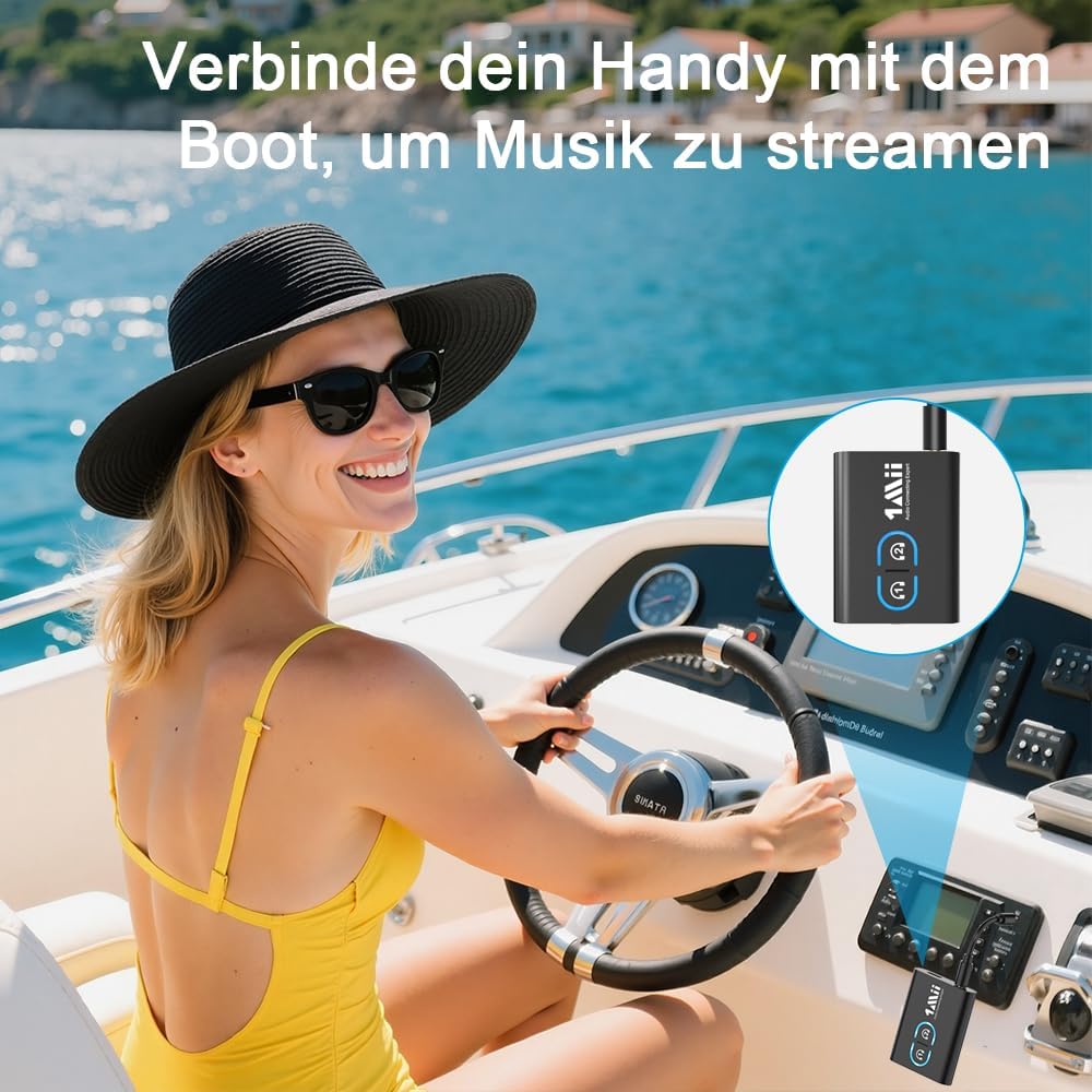 1Mii Bluetooth 5.3 Adapter Transmitter für TV Audio auf 2 Kopfhörer, 2-in-1 Bluetooth Sender Empfäng