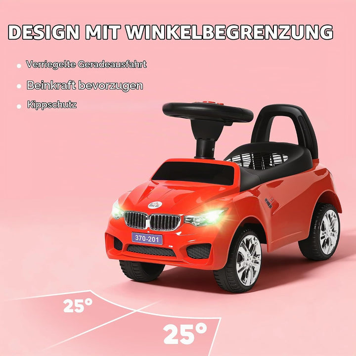 HOMCOM Kinderauto, Schiebefahrzeug mit Spielzeugkiste, Hupe, Scheinwerfer und Musik, fördert die Mot