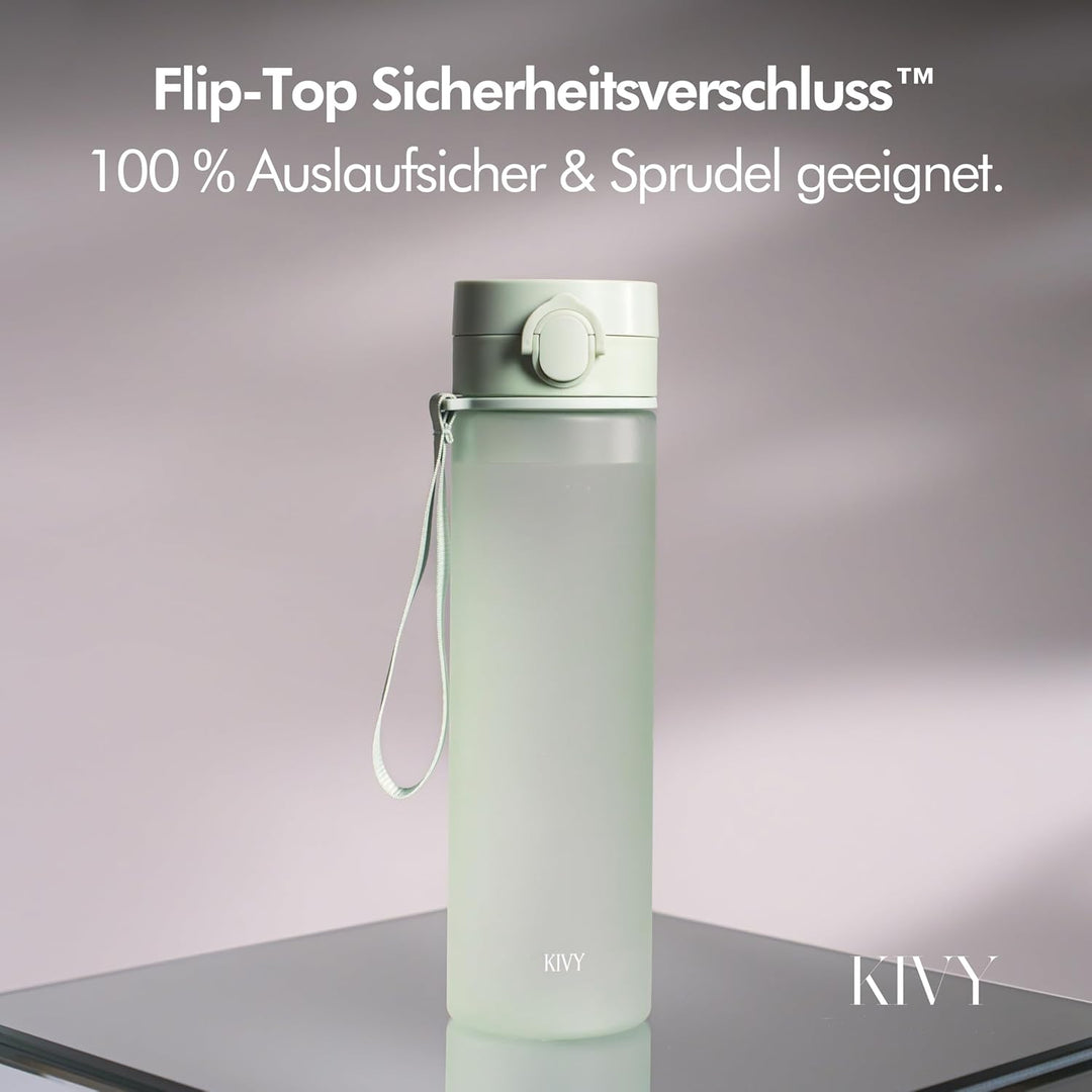 KIVY Tritan Trinkflasche 1l - Kohlensäure geeignet & Auslaufsicher - Für Sport, Schule & Büro - Spor