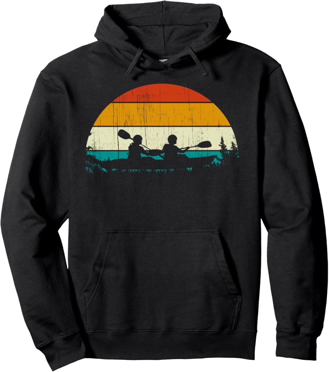 Vintage Retro Style Pine Tree Kayak Lover Gifts Kayaking Pullover Hoodie
