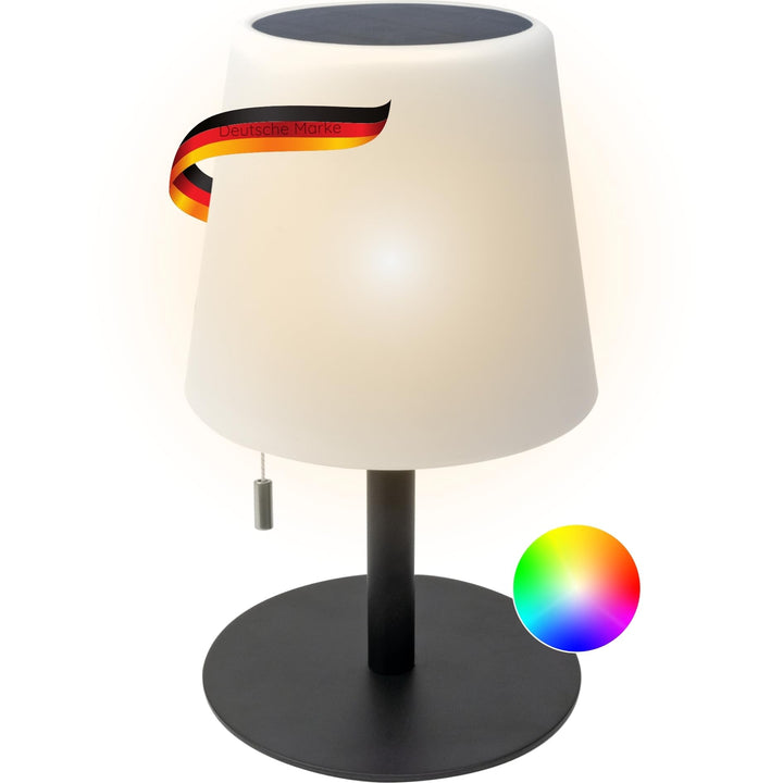 SCHWAIGER Solar Lampe aussen Tischleuchte RGB LED IP44 wetterfest dimmbar 3 Lichtmodi Solarpanel 15h