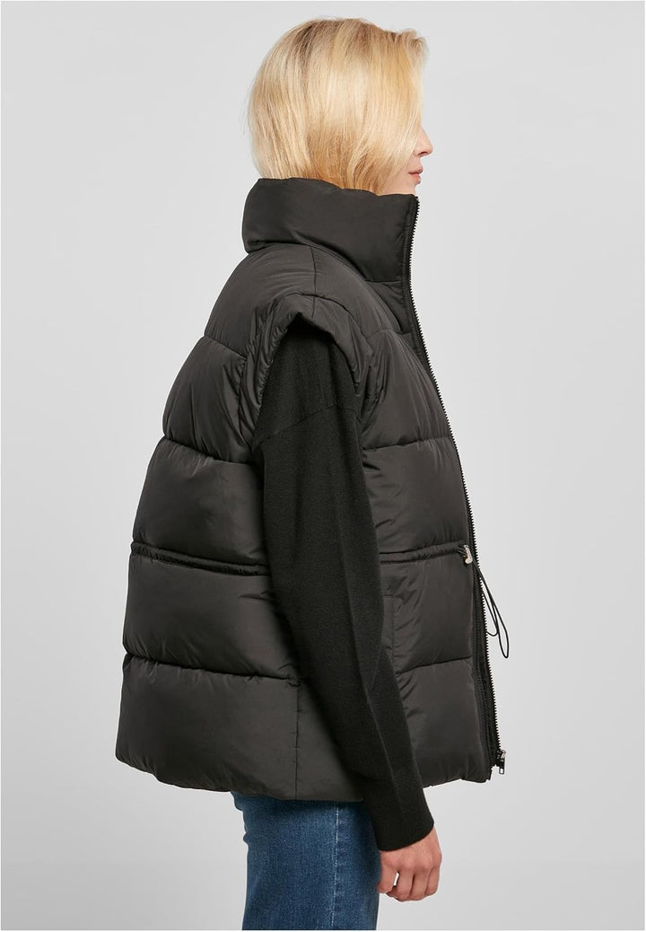 Urban Classics Damen Ladies Waisted Puffer Vest 4XL Schwarz, 4XL Schwarz