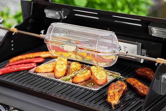RÖSLE Premium-Drehspiess, Hochwertiger Grillspiess für RÖSLE BBQ-Stationen für VIDERO G2/G3, MAGNUM