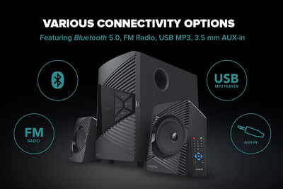 Creative SBS E2500 Leistungsfähiges 2.1-Bluetooth-Lautsprechersystem mit Subwoofer für Computer und