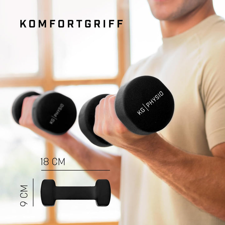 Neopren Hanteln Set - Inkl. Fitnessposter mit 32 Übungen, schweissabweisendes Kurzhanteln 2er Set au