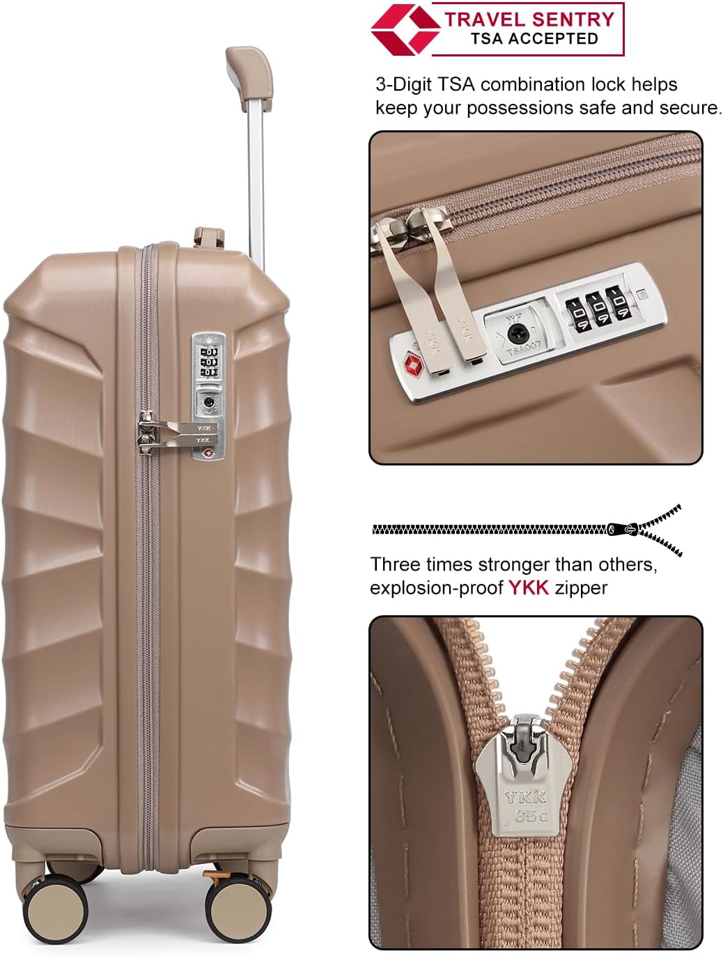 Sea choice Reisekoffer Set 5 Teilig ABS Hartschale Trolley Kofferset Gepäckset Grosse Kapazität Hand