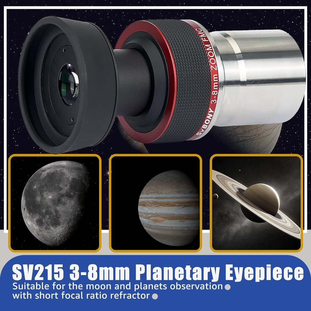 Svbony SV215 Planeten Zoom Teleskop Okular 3-8mm, 1.25inches Parfocal 56 Grad Constant AFOV, für Sho