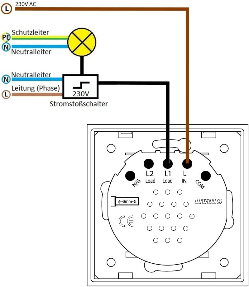 Glas Touch Lichtschalter Funkschalter Steckdosen Wechselschalter uvm in gold (Modul: Taster VL-C701B