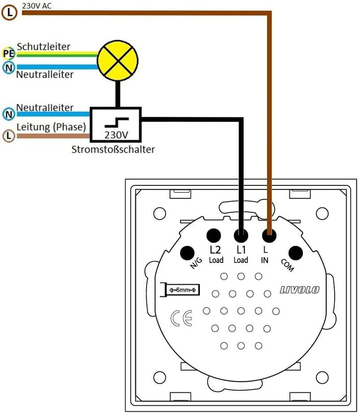 Glas Touch Lichtschalter Funkschalter Steckdosen Wechselschalter uvm in gold (Modul: Taster VL-C701B